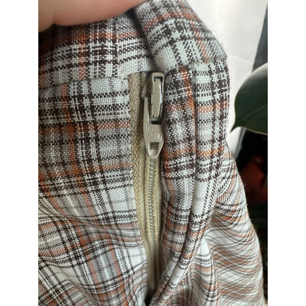 Pierre Cardin Plaid Pants Vintage Brown White Checkered Trousers Kids Size